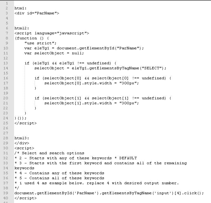 cognos customize search and select prompt html code